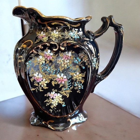 Johnson Brothers pitcher, Antique, Victorian, possibly Jackfield style, 7 “ tall - Picture 1 of 9